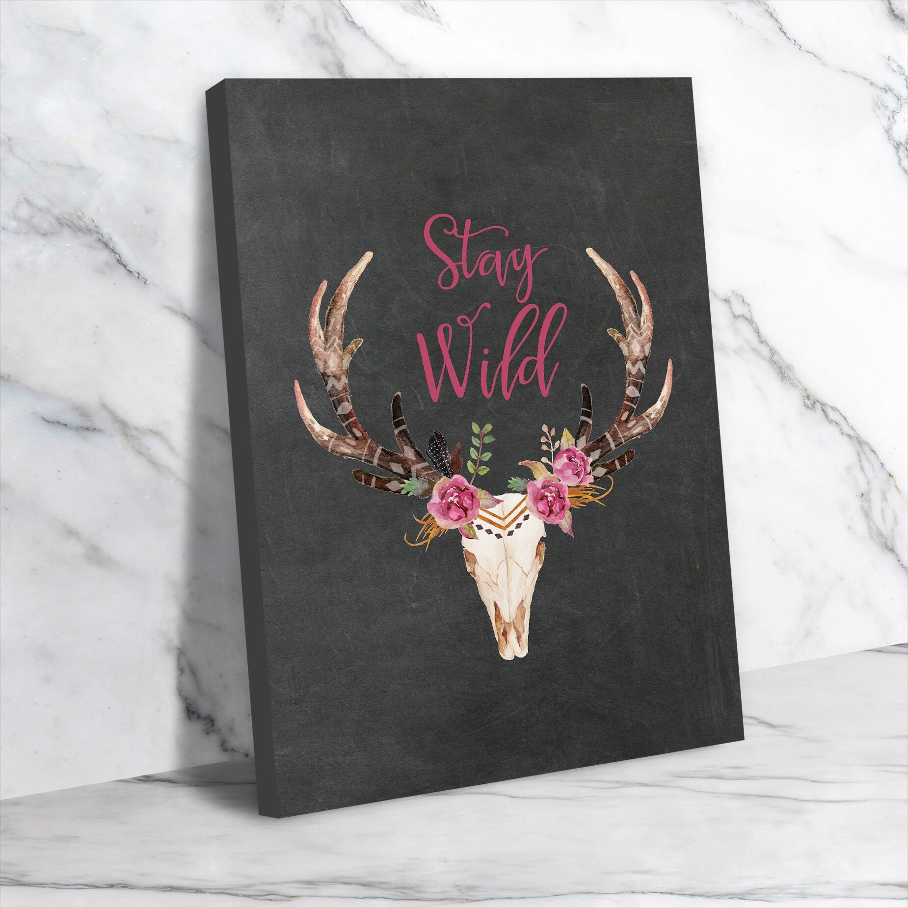Americanflat - 8" x 10" Stay Wild Skull Chlkbrd by Amy Brinkman Wrapped